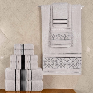 Superior Sadie Zero Twist Cotton Solid and Floral 9 Piece Towel Set