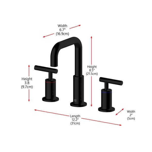 dimension image slide 2 of 3, Elegant Lighting FAV-1010 Tobias 1.5 GPM Widespread Bathroom Faucet