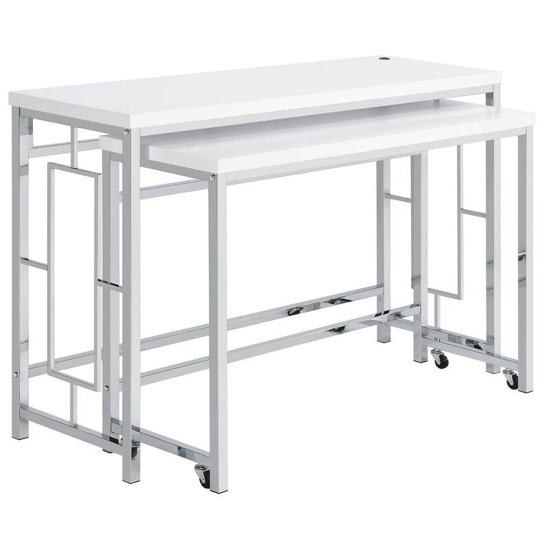 Laguna White 4-piece Counter Height Table with Pot Rack