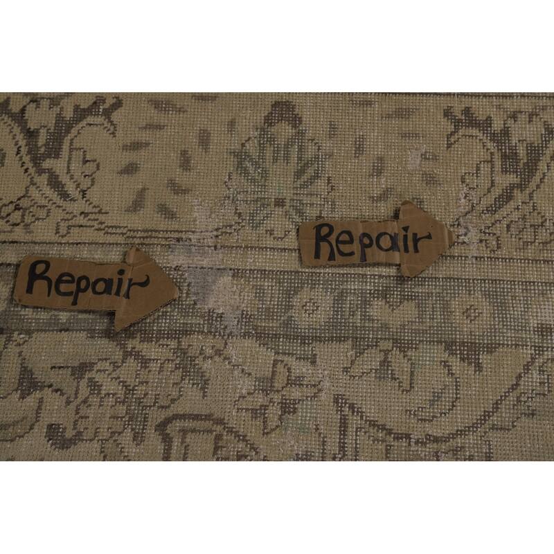 Geometric Tabriz Persian Vintage Rug Bedroom Handmade Wool Carpet - 9'6" x 12'7"