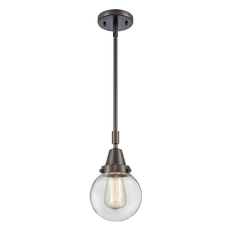 Innovations Lighting 447-1S-11-6 Beacon Pendant Beacon 6" Wide Mini - Oil Rubbed Bronze / Clear