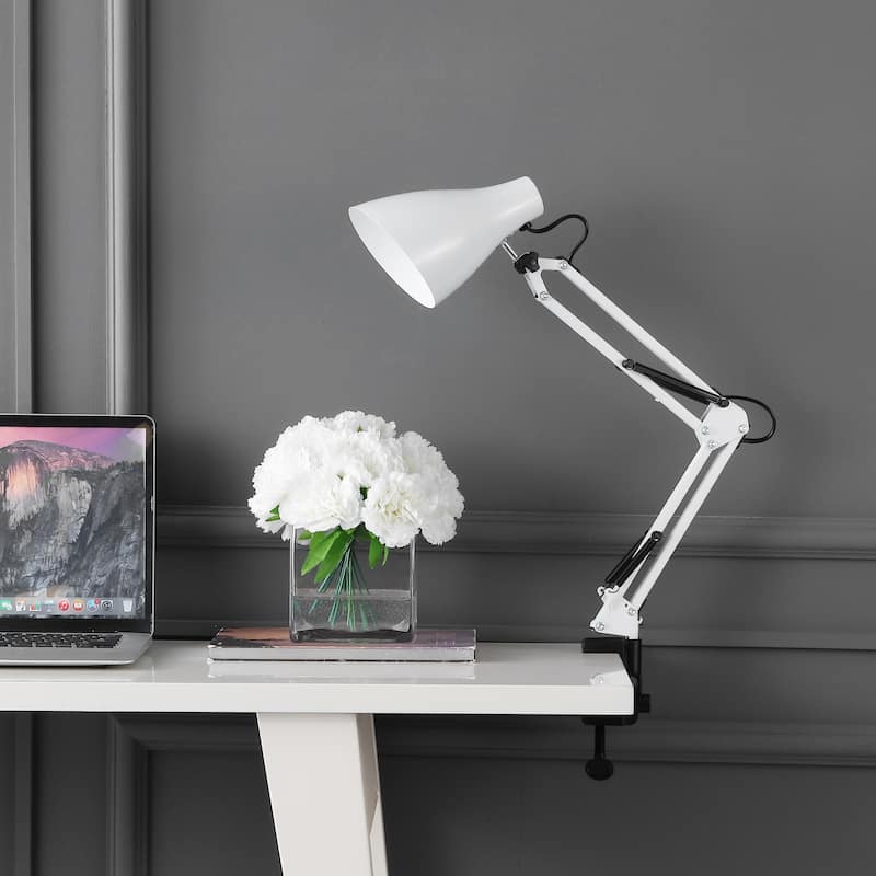 Hugo 28.5" Classic Industrial Adjustable Articulated Clamp-On LED Task Lamp, by JONATHAN Y