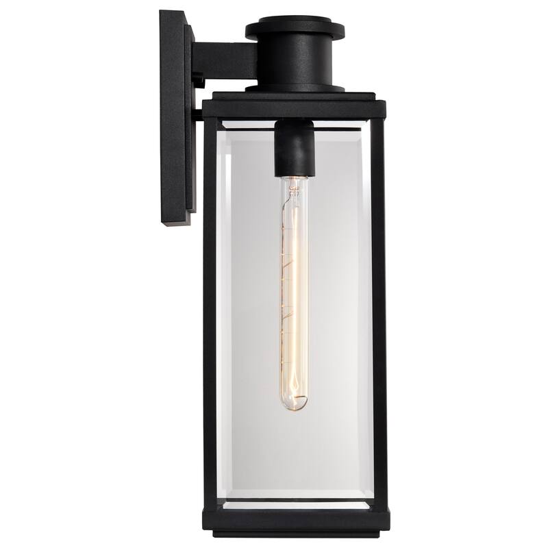 Luca Large Outdoor Lantern Sand Black Finish Clear Beveled Glass - Sand Black
