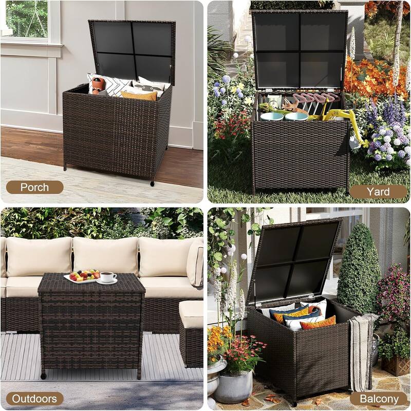Outdoor Storage Deck Box Waterproof Deck Box With Lockable Lid & Side