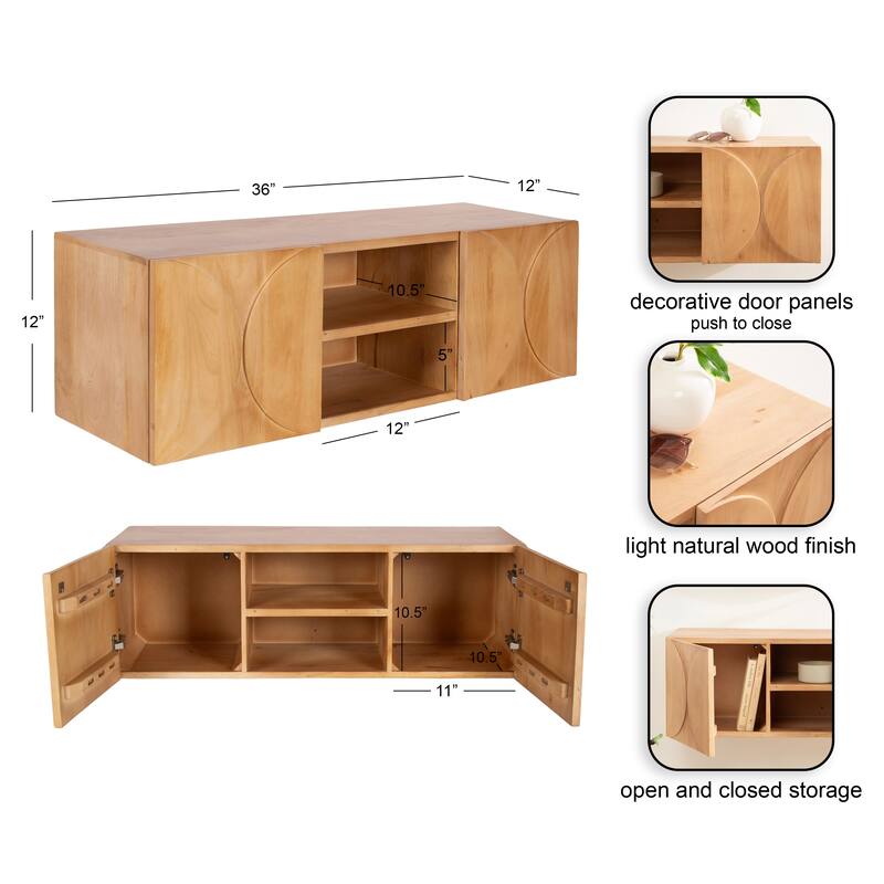Kate and Laurel Townsend Floating Media Wall Cabinet - 36x12x12