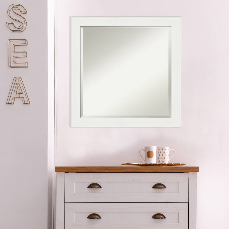 Beveled Wall Mirror - Vanity White Narrow Frame - Vanity White Narrow