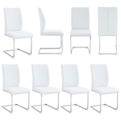 Set of 8 High Resilience Dining Chair with Arched Metal Silver Leg