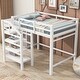 preview thumbnail 3 of 15, Full Size Loft Bed with Built-in Storage Staircase and Hanger, White