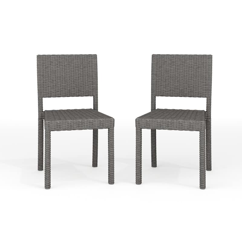 Martha Stewart 2PK Outdoor Rattan Wicker Stackable Side Dining Chairs - 18.5"W x 21.75"D x 33.5"H - Gray