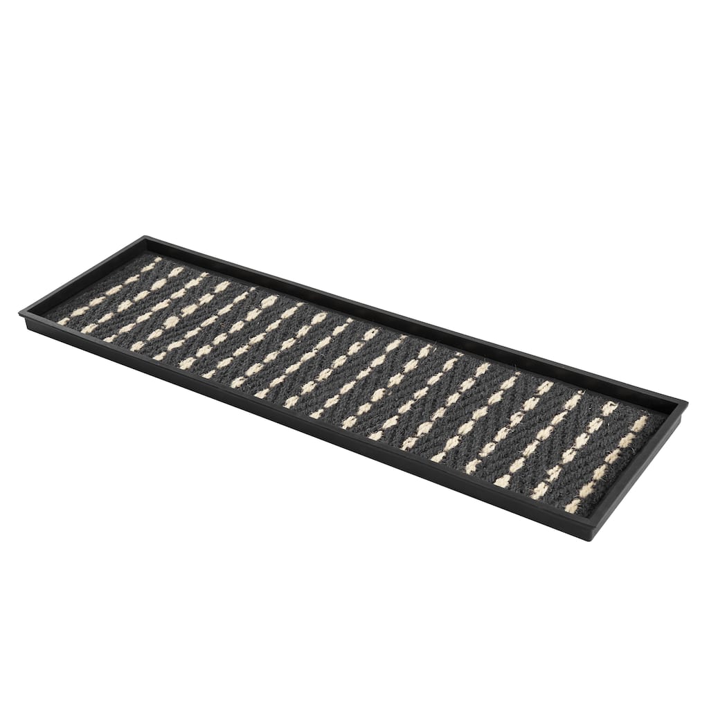 Natural and Recycled Rubber Boot Tray with Gray and Ivory Coir Insert