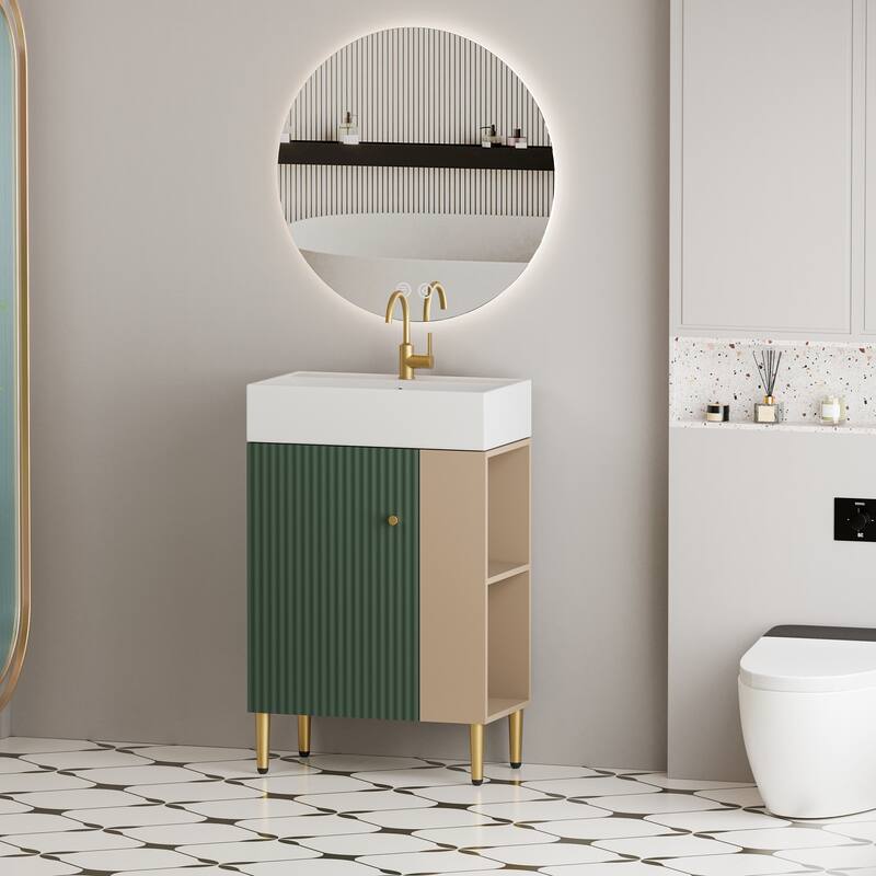 GDFStudio - Oliver 21.6" Open-Shelving Bathroom Vanity with Soft-Closing Door & Ceramic Sink