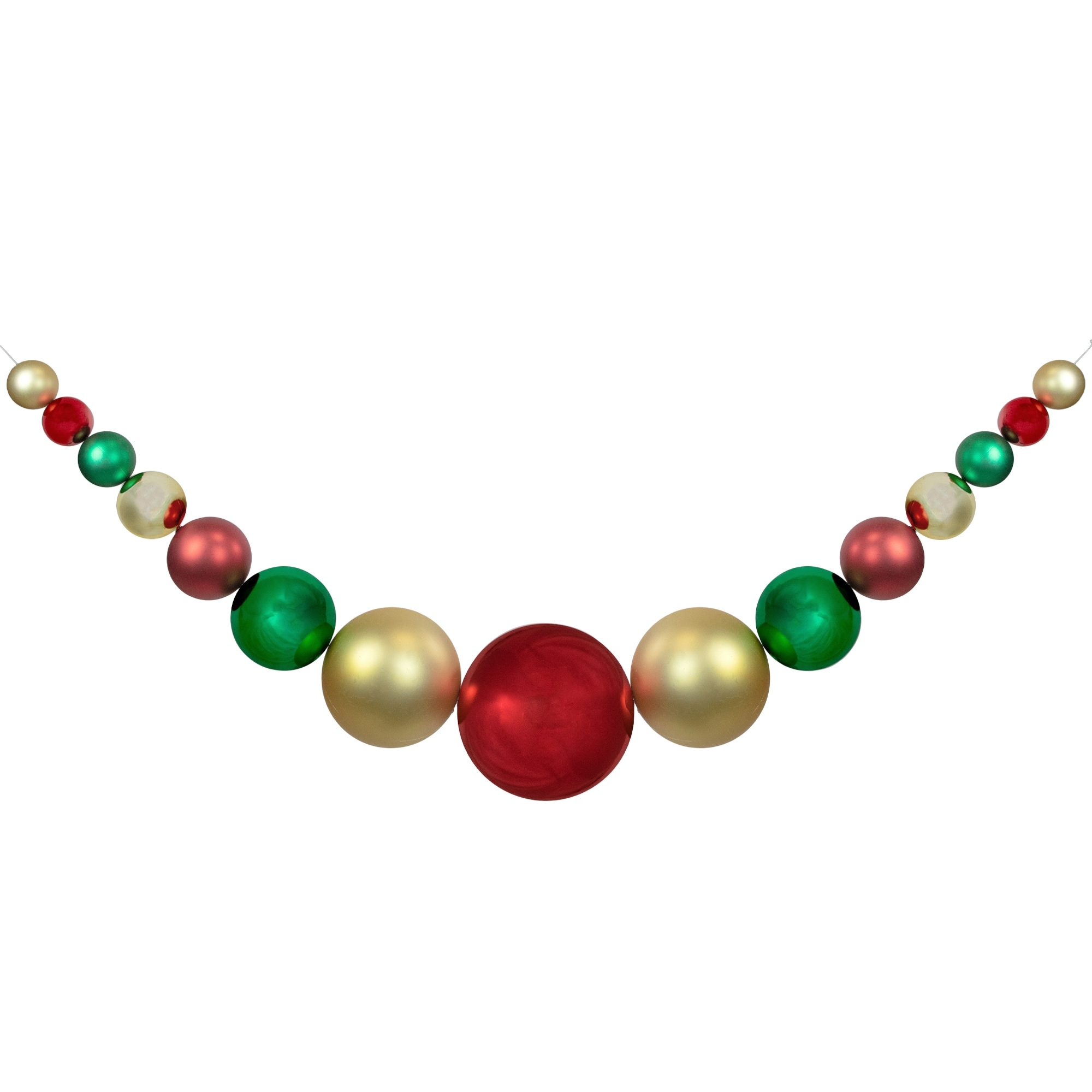 6' Red, Gold Green Shiny Matte Shatterproof Ball Christmas Swag