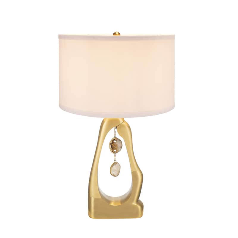 D16x27.5" Gold Geode Shaped Table Lamp with White Drum Shade
