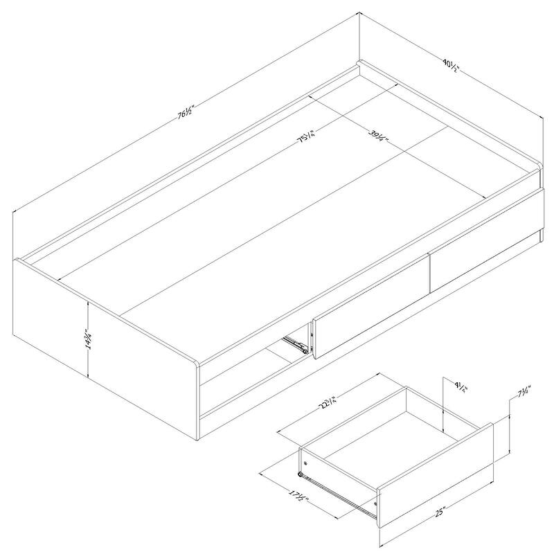 South Shore Arlen Mates Bed with 3 Drawers