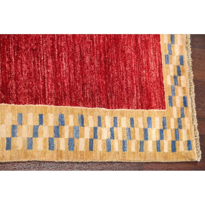 Bordered Gabbeh Kashkoli Oriental Wool Runner Rug Hand-knotted Carpet - 2'8" x 9'10"