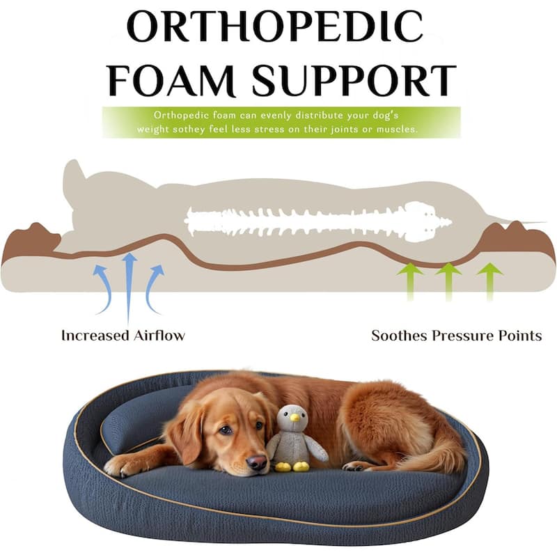 WOWMAX Orthopedic Dog Beds For Extra Large Dogs, With Extra Pillows, Non Slip Bottom Couch Bed With Washable Removable Cover