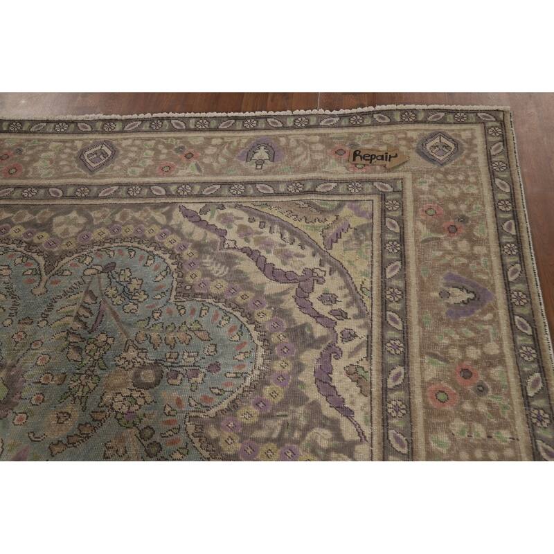 Traditional Blue Medallion Tabriz Persian Rug Hand-Knotted Wool Carpet - 8'2"x 11'0"