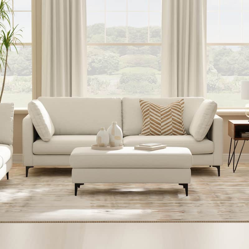 WyndenHall Lana 90-inch Sofa in Tightly Woven Performance Fabric - Cream