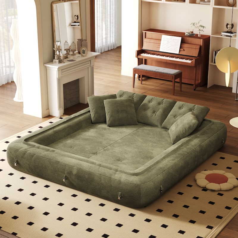 Foldable Corduroy Sleeper Sofa Bed