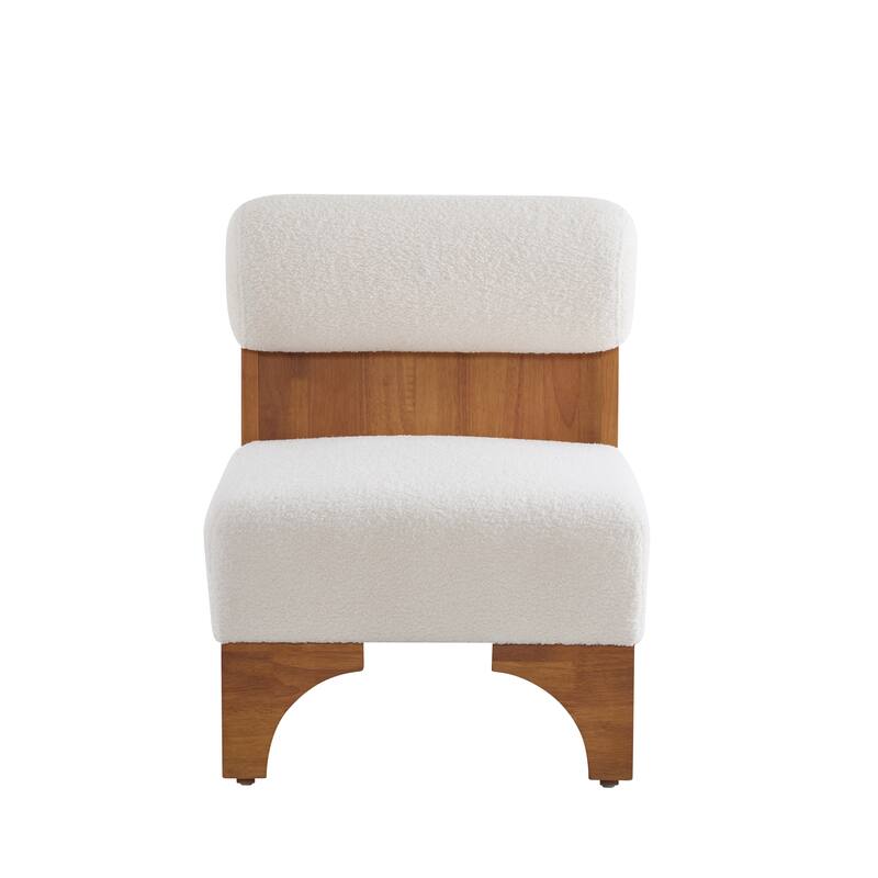 Boucle Lounge Chairs (Set of 2) with Solid Wood Frames, Rolled Backrests, and Ergonomic Design