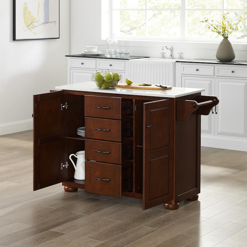 Kitchen Island Stone Top Portable Cart Storage Cabinet Modern Kitchen Furniture