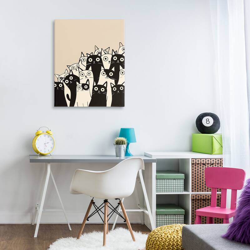 Stupell Fun Modern Black & White Cats Canvas Wall Art Design By Arlington Prints