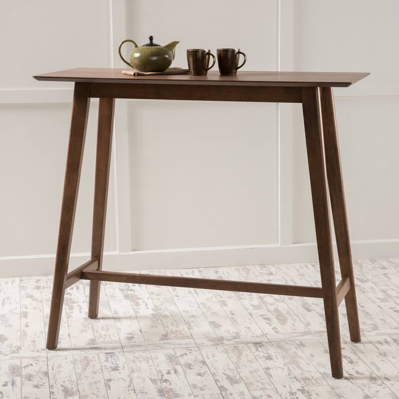 Wood Bar Table, Natural Walnut Finish, 17.72 in x 47.24 in x 42.01 in - Walnut
