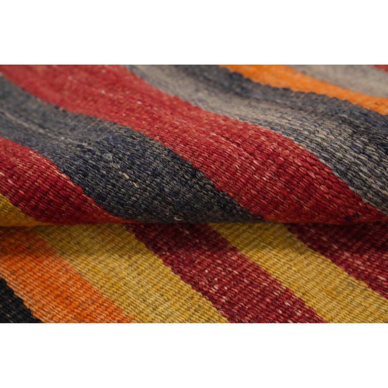 Hand Woven Oriental 100% Wool Carpet Southwestern Geometric Multi-Colored Kilim Runner Rug - 8' 6'' X 4' 5''