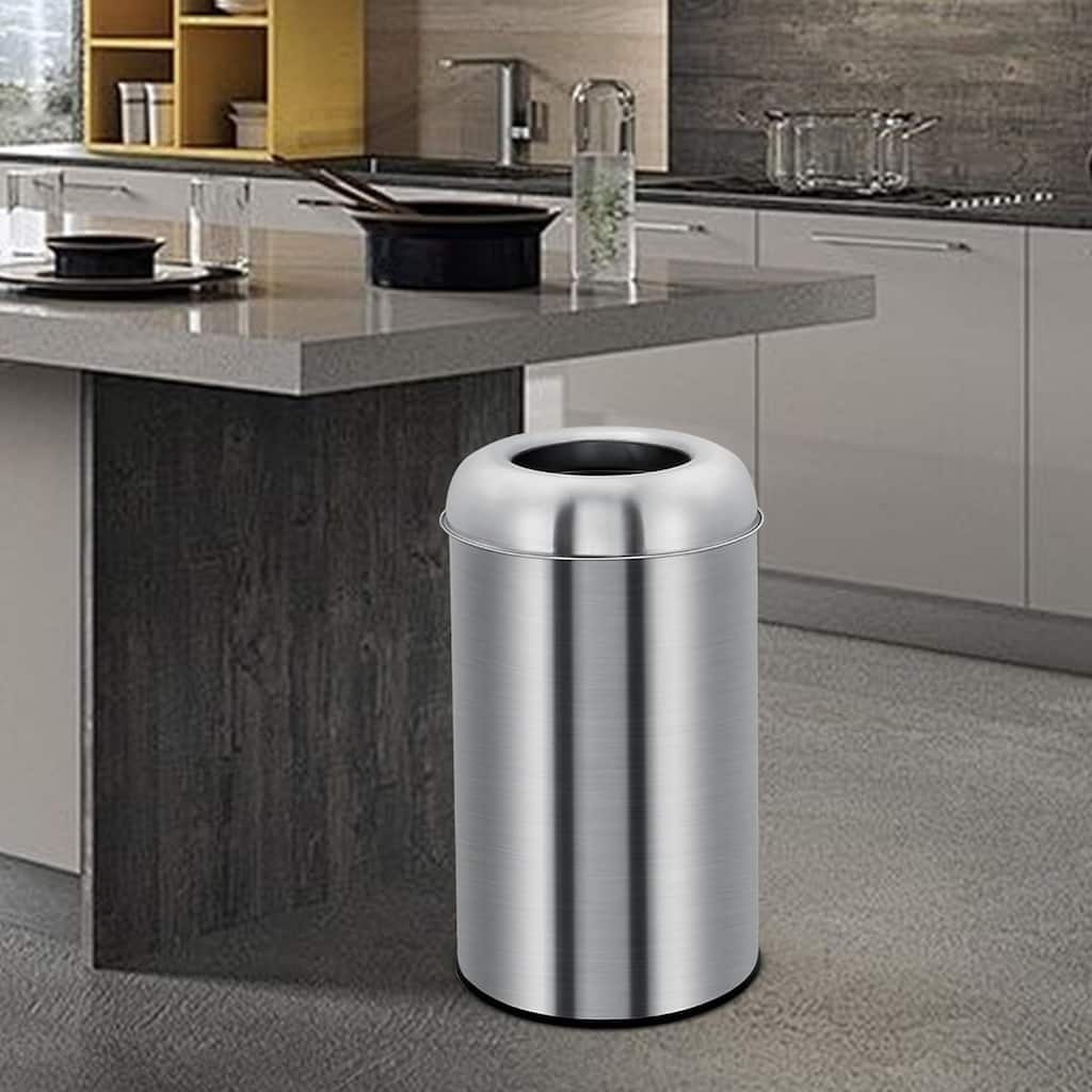 13 Gallon Open-Top Stainless Steel Trash Can Heavy-Duty for Restaurant Office or Home