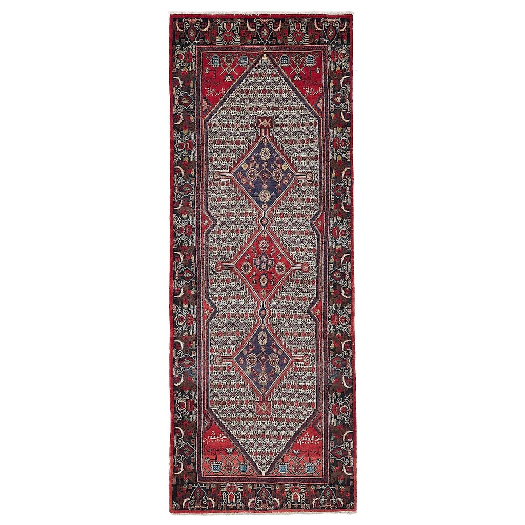 ECARPETGALLERY Hand-knotted Anatolian Vintage Red Wool Rug - 3'5 x 9'8