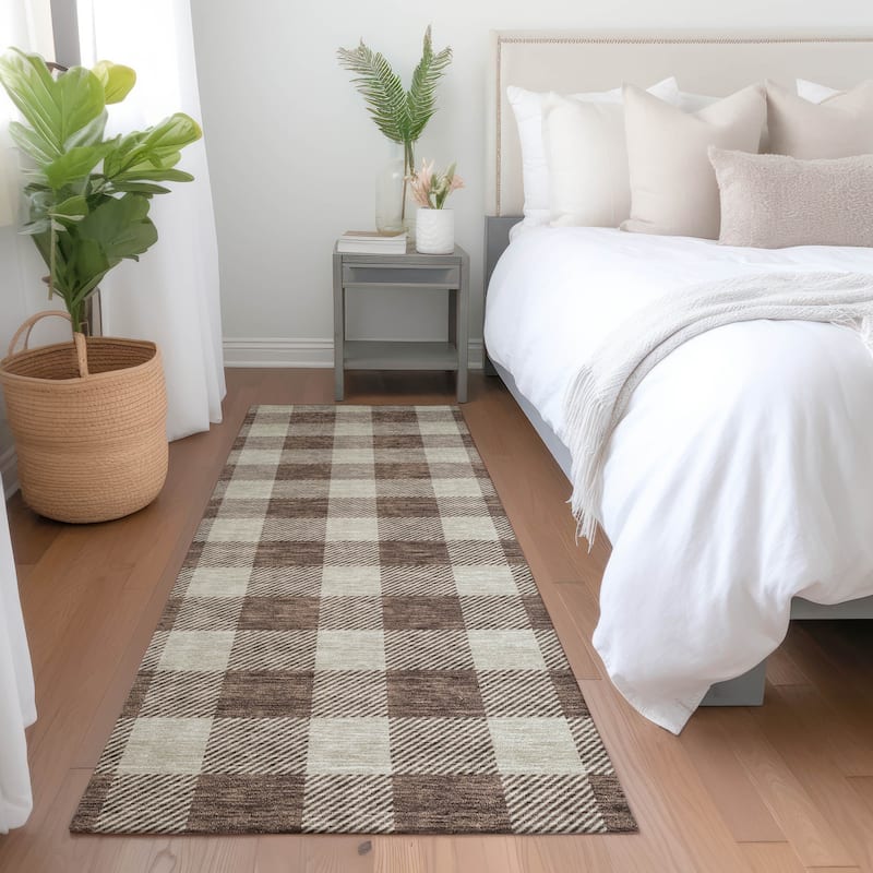 Premium Washable Super Soft Plaid Mayfield Rug - Brown - 2'3" x 7'6"