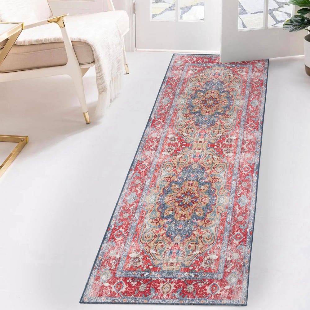 Superior Tanager Medallion Non-Slip Washable Indoor Area Rug