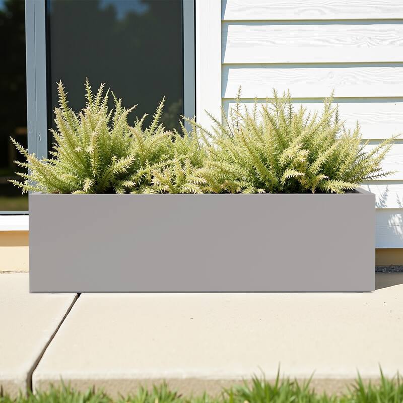 Dovelina Modern Metal Rectangular Planter- Elevate Your Space, Indoors & Outdoors - 36"x9" - Grey