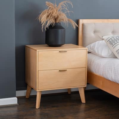 Carter Wooden 2-Drawer Mid Century Nightstand