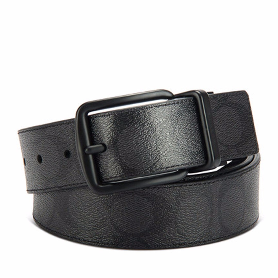Coach Men's Wide Harness Cut to Size Reversible Signature Coated Canvas Belt