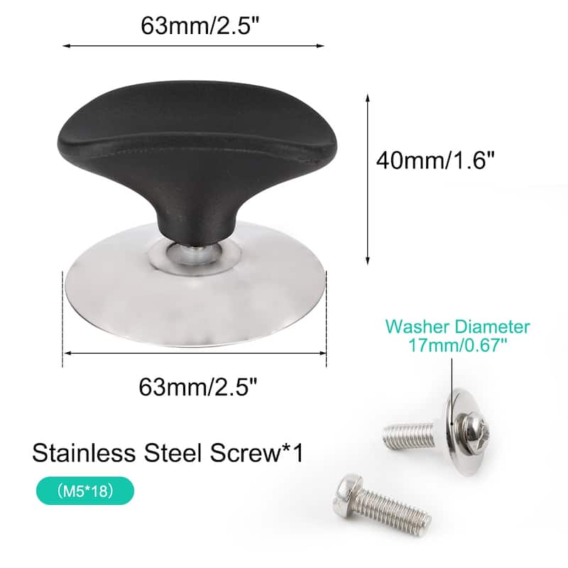 Easy Lifting Pan Pot Lid Knob Universal Bakeware Handle Replacement - Black+Silver Tone - 1pcs
