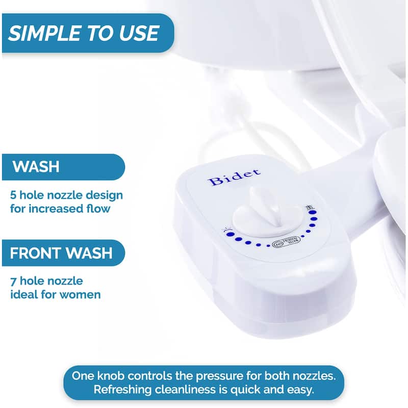 Bidet - Double Nozzle - Non-Electric Toilet Attachment - Self Cleaning