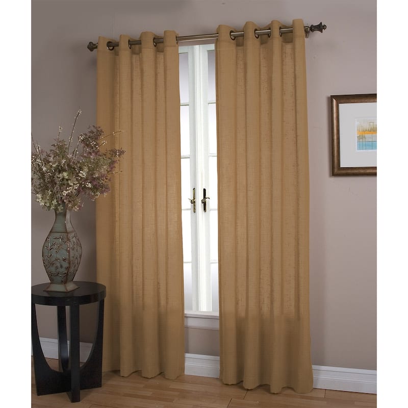 New Castle Gorgeous Slubbed Linen Lined Grommet Curtain Panel