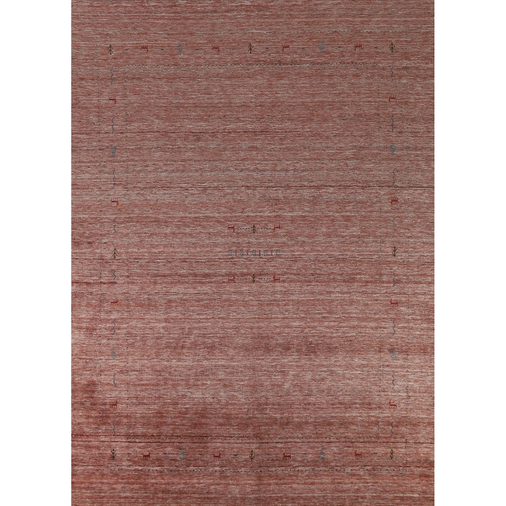 Hand Knotted Oriental 100% Wool Carpet Tribal Animal Pictorial Oranges & Rust Gabbeh Area Rug - 11' 3'' X 9' 0''