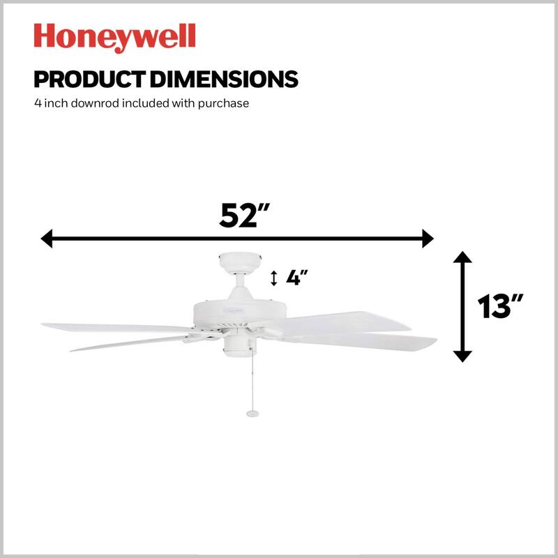 52" Honeywell Belmar Wet Rated Indoor/Outdoor Ceiling Fan, No Light