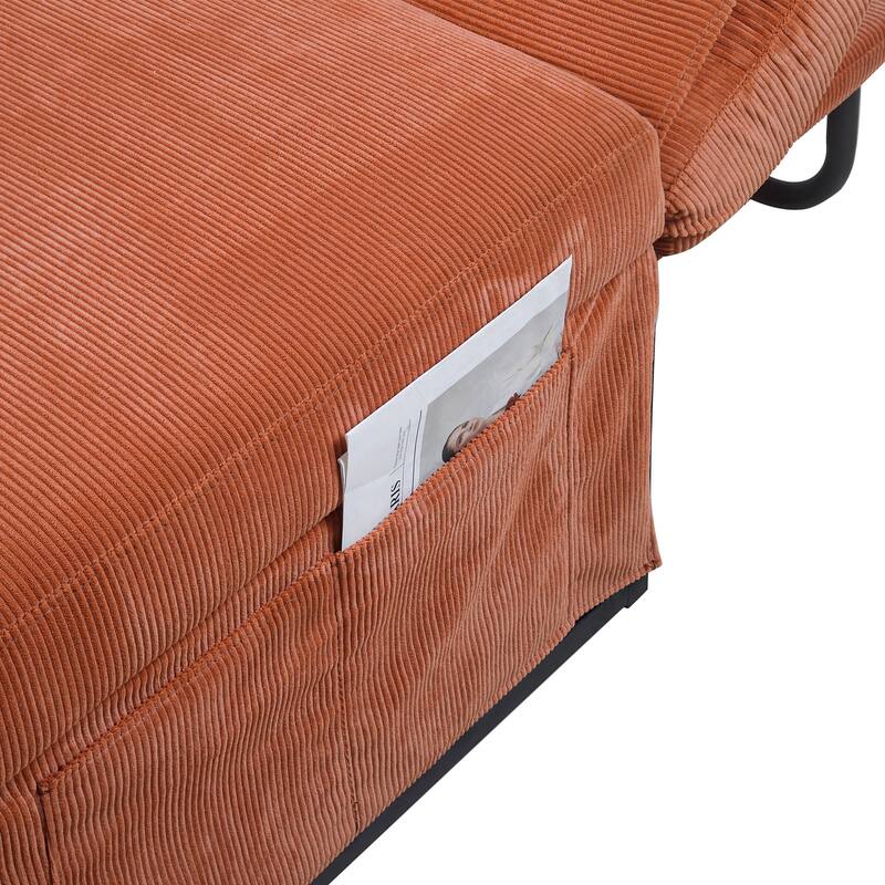 Versatile Corduroy Sleeper Sofa Bed, 4-in-1 Convertible Couch Chair for Bedroom and Living Room
