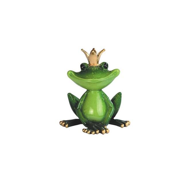 Q-Max A Frog Prince Charming with Crown 4" wide Decorative Figurine Collectible Frogs Toad Toads Royalty Fairy Tale Sculpture