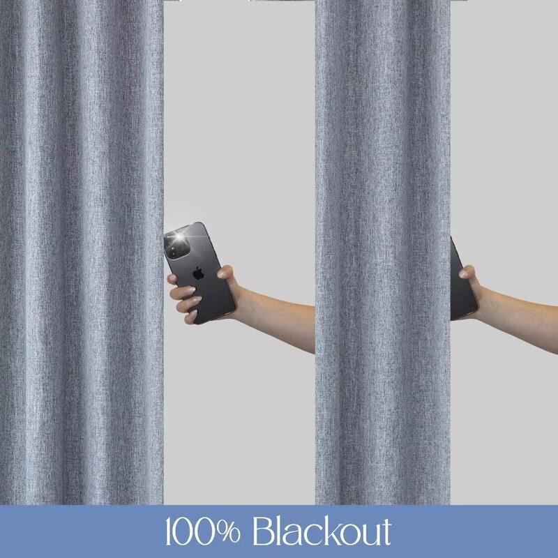 Linen Texture 100% Blackout Grommet Curtain Pair(2 panels)