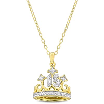 Miadora 1/4ct TGW Created White Sapphire Crown Necklace Two-tone Silver