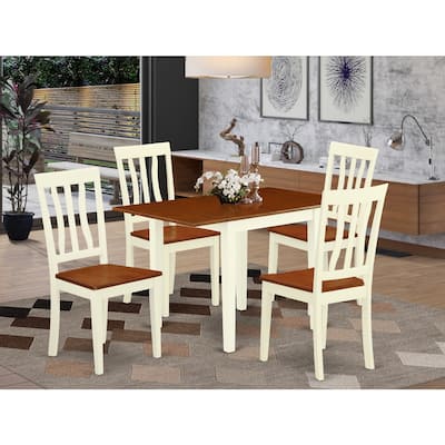Rustic Dining Table Set 5 Piece - Solid Wood Table & Chairs - Cherry & Buttermilk Finish