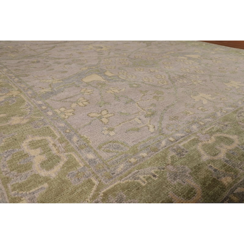 All-Over Brown Oushak Indian Area Rug Handmade Wool Carpet - 8'10" x 12'0"