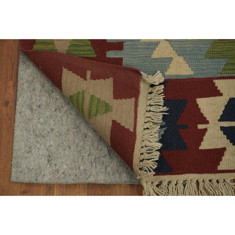Hand Woven Oriental 100% Wool Carpet Southwestern Tribal Navy Blue & Blues Kilim Area Rug - 6' 0'' X 4' 0''