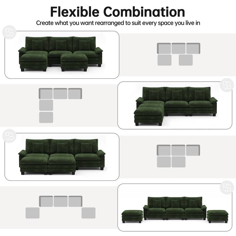 Oversized Sectional Sofa Couch Modular Sectional Sofa with Reversible Ottomans