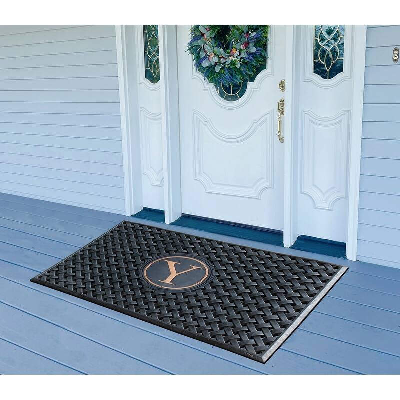 A1HC 100% Pure Rubber Monogrammed Front Door Mat 24" x39" Indoor Outdoor Doormat