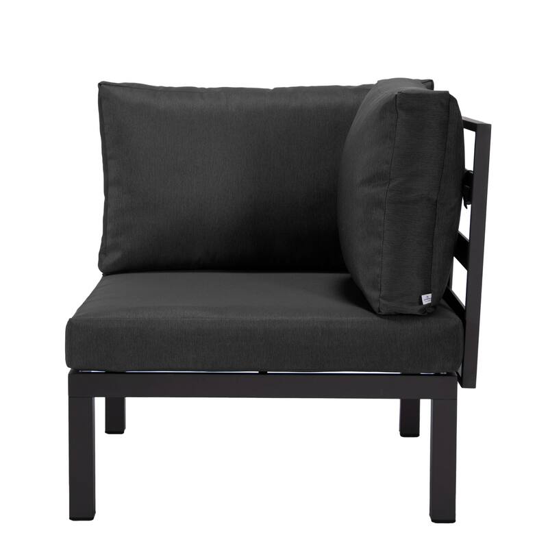 LeisureMod Hamilton 2-Piece Modern Corner Lounge Chair Loveseat - Polyester Upholstered Sofa for Patio Garden Porch Backyard
